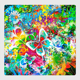 Магнитный плакат 3Х3 с принтом ЯРКИЕ КРАСКИ в Тюмени, Полимерный материал с магнитным слоем | 9 деталей размером 9*9 см | Тематика изображения на принте: butterfly | color | flower | rainbow | summer | бабочки | брызги | краски | лето | радуга | цвета | цветы