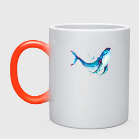 Кружка хамелеон с принтом Кит акварель в Тюмени, керамика | меняет цвет при нагревании, емкость 330 мл | sea | whale | акварель | кит | киты | морские | морское
