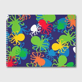 Альбом для рисования с принтом Осьминоги в Тюмени, 100% бумага
 | матовая бумага, плотность 200 мг. | Тематика изображения на принте: cute | octopus | милый | морское | осьминог | осьминожка | паттерн | тентакли | щупальца