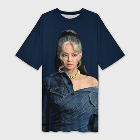 Платье-футболка 3D с принтом Jennie jeans в Тюмени,  |  | black pink | blackpink | pop | блэк пинк | ким дженни | ким джи су | корейцы | лалиса манобан | музыка | поп | попса | розэ