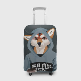 Чехол для чемодана 3D с принтом Furry fox в Тюмени, 86% полиэфир, 14% спандекс | двустороннее нанесение принта, прорези для ручек и колес | furry | furry fox | антропоморфное животное | животные | зверь | капюшон | кофе | лиса | фурри | человек