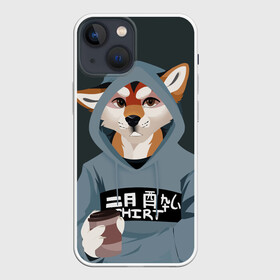 Чехол для iPhone 13 mini с принтом Furry fox в Тюмени,  |  | furry | furry fox | антропоморфное животное | животные | зверь | капюшон | кофе | лиса | фурри | человек