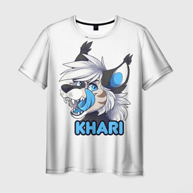 Мужская футболка 3D с принтом Furry wolf Khari в Тюмени, 100% полиэфир | прямой крой, круглый вырез горловины, длина до линии бедер | furry | khari | антропоморфное животное | волк | животные | зверь | фурри | человек