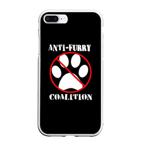 Чехол для iPhone 7Plus/8 Plus матовый с принтом Anti-Furry coalition в Тюмени, Силикон | Область печати: задняя сторона чехла, без боковых панелей | anti furry | coalition | furry | антифурри | антропоморфные животные | запрет | зверь | знак | коалиция | фурри | человек животные