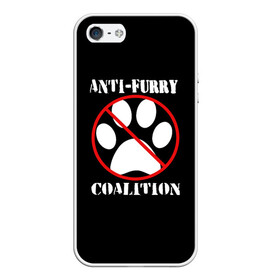 Чехол для iPhone 5/5S матовый с принтом Anti-Furry coalition в Тюмени, Силикон | Область печати: задняя сторона чехла, без боковых панелей | anti furry | coalition | furry | антифурри | антропоморфные животные | запрет | зверь | знак | коалиция | фурри | человек животные