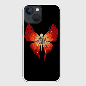 Чехол для iPhone 13 mini с принтом Butterfly Skeleton в Тюмени,  |  | bones | butterfly | chitin | fire | flame | orange | red | ribs | ridge | skeleton | skull | wings | бабочка | кости | красный | крылья | огонь | оранжевый | пламя | ребра | скелет | хитин | хребет | череп