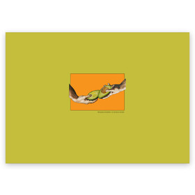 Поздравительная открытка с принтом Сотворение Авокадо 3D в Тюмени, 100% бумага | плотность бумаги 280 г/м2, матовая, на обратной стороне линовка и место для марки
 | Тематика изображения на принте: авокадо | живопись | искусство | культура | микеланджело | микеланджело авокадо | микеланджело буонарроти | микеланджело руки | микеланджело сотворение адама | микеланджело фреска