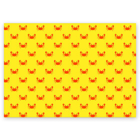 Поздравительная открытка с принтом Крабы в Тюмени, 100% бумага | плотность бумаги 280 г/м2, матовая, на обратной стороне линовка и место для марки
 | crabs | краб | крабики | крабы | морские | на желтом