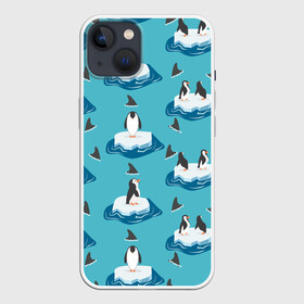 Чехол для iPhone 13 с принтом Пингвины в Тюмени,  |  | море | морские | океан | пингвин | пингвинчик | пингвины | плавники акул
