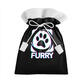 Подарочный 3D мешок с принтом Furry в Тюмени, 100% полиэстер | Размер: 29*39 см | Тематика изображения на принте: furry | антропоморфные животные | лапа | логотип | люди животные | отпечаток | след | фурри | фурри фэндом | эмблема