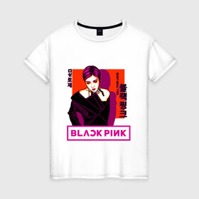 Женская футболка хлопок с принтом Roses в Тюмени, 100% хлопок | прямой крой, круглый вырез горловины, длина до линии бедер, слегка спущенное плечо | black pink | blackpink | pop | блэк пинк | ким дженни | ким джи су | корейцы | лалиса манобан | музыка | поп | попса | розэ