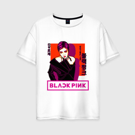 Женская футболка хлопок Oversize с принтом Roses в Тюмени, 100% хлопок | свободный крой, круглый ворот, спущенный рукав, длина до линии бедер
 | black pink | blackpink | pop | блэк пинк | ким дженни | ким джи су | корейцы | лалиса манобан | музыка | поп | попса | розэ