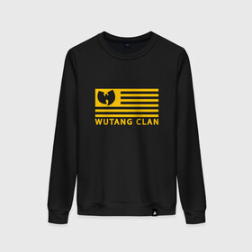 Женский свитшот хлопок с принтом Wu-Tang Flag в Тюмени, 100% хлопок | прямой крой, круглый вырез, на манжетах и по низу широкая трикотажная резинка  | black | gza | hip hop | method man | music | new york | odb | old school | rap | rza | usa | wu tang | wu tang clan | аудио | винил | ву тэнг | граффити | диджей | кассета | микрофон | музыка | нью йорк | пластинка | рэп | рэпер | сша