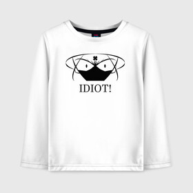 Детский лонгслив хлопок с принтом Чёрный клевер IDIOT! в Тюмени, 100% хлопок | круглый вырез горловины, полуприлегающий силуэт, длина до линии бедер | asta | black bulls | black clover | quartet knights | yuno | акума | аниме | аста | блэк кловер | буракку куро:ба | демон | королевство клевера | король магов | лихт | магна | манга | пятилистник | черный бык | чёрный клев