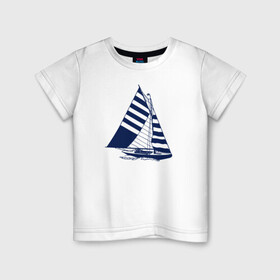 Детская футболка хлопок с принтом Парусная лодка в Тюмени, 100% хлопок | круглый вырез горловины, полуприлегающий силуэт, длина до линии бедер | sailboat | кораблик | корабль | лодка | парус | парусная лодка | тату | татуировка
