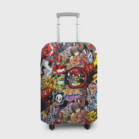Чехол для чемодана 3D с принтом Логотипы Аниме Мультиков в Тюмени, 86% полиэфир, 14% спандекс | двустороннее нанесение принта, прорези для ручек и колес | anime | logo | аниме | манго | япония
