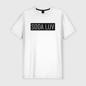 Мужская футболка хлопок Slim с принтом SODA LUV в Тюмени, 92% хлопок, 8% лайкра | приталенный силуэт, круглый вырез ворота, длина до линии бедра, короткий рукав | Тематика изображения на принте: luv | mayot | melon | music | og buda | seemee | soda | sodaluv | бигасс | коми | лав | лого | логотип | лув | мелон | сода
