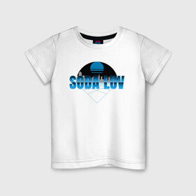 Детская футболка хлопок с принтом SODA LUV в Тюмени, 100% хлопок | круглый вырез горловины, полуприлегающий силуэт, длина до линии бедер | luv | mayot | melon | music | og buda | seemee | soda | sodaluv | бигасс | коми | лав | лого | логотип | лув | мелон | сода