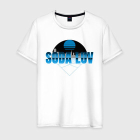 Мужская футболка хлопок с принтом SODA LUV в Тюмени, 100% хлопок | прямой крой, круглый вырез горловины, длина до линии бедер, слегка спущенное плечо. | luv | mayot | melon | music | og buda | seemee | soda | sodaluv | бигасс | коми | лав | лого | логотип | лув | мелон | сода