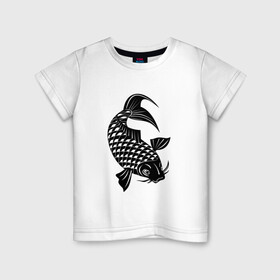 Детская футболка хлопок с принтом Карп кои рыба в Тюмени, 100% хлопок | круглый вырез горловины, полуприлегающий силуэт, длина до линии бедер | карп | кои | морские | рыба | рыбка кои | японская