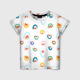 Детская футболка 3D с принтом Радуга, мазки кисти в Тюмени, 100% гипоаллергенный полиэфир | прямой крой, круглый вырез горловины, длина до линии бедер, чуть спущенное плечо, ткань немного тянется | абстрактный | краска | мазки кисти | радуга | разноцветный