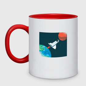 Кружка двухцветная с принтом Маск SpaceX миссия на марс в Тюмени, керамика | объем — 330 мл, диаметр — 80 мм. Цветная ручка и кайма сверху, в некоторых цветах — вся внутренняя часть | Тематика изображения на принте: earth | elon musk | mars | nasa | red planet | roscosmos | space | space shuttle | star | stars | астронавт | илон маск | класная планета | космический пейзаж | космонавт | летит на марс | наса | планета земля | роскосмос | спейс экс | спейс