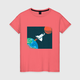 Женская футболка хлопок с принтом Маск SpaceX миссия на марс в Тюмени, 100% хлопок | прямой крой, круглый вырез горловины, длина до линии бедер, слегка спущенное плечо | earth | elon musk | mars | nasa | red planet | roscosmos | space | space shuttle | star | stars | астронавт | илон маск | класная планета | космический пейзаж | космонавт | летит на марс | наса | планета земля | роскосмос | спейс экс | спейс
