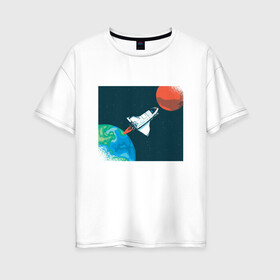 Женская футболка хлопок Oversize с принтом Маск SpaceX миссия на марс в Тюмени, 100% хлопок | свободный крой, круглый ворот, спущенный рукав, длина до линии бедер
 | earth | elon musk | mars | nasa | red planet | roscosmos | space | space shuttle | star | stars | астронавт | илон маск | класная планета | космический пейзаж | космонавт | летит на марс | наса | планета земля | роскосмос | спейс экс | спейс