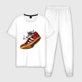 Мужская пижама хлопок с принтом Jordan Cleats в Тюмени, 100% хлопок | брюки и футболка прямого кроя, без карманов, на брюках мягкая резинка на поясе и по низу штанин
 | Тематика изображения на принте: cleats | jordan | nike | puma | кроссовки