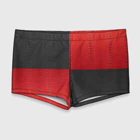 Мужские купальные плавки 3D с принтом Черно-красная Кожа в Тюмени, Полиэстер 85%, Спандекс 15% |  | patchwork | skin | stripes | кожа | полосы
