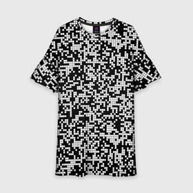 Детское платье 3D с принтом Пиксельная Текстура в Тюмени, 100% полиэстер | прямой силуэт, чуть расширенный к низу. Круглая горловина, на рукавах — воланы | blackandwhite | pattern | pixels | пиксели | черно белый