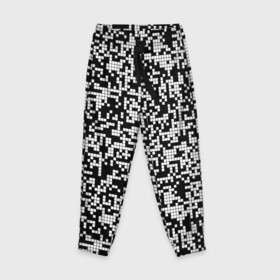 Детские брюки 3D с принтом Пиксельная Текстура в Тюмени, 100% полиэстер | манжеты по низу, эластичный пояс регулируется шнурком, по бокам два кармана без застежек, внутренняя часть кармана из мелкой сетки | blackandwhite | pattern | pixels | пиксели | черно белый