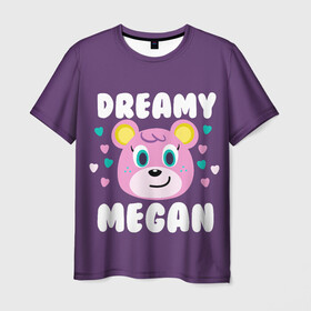 Мужская футболка 3D с принтом Dreamy Megan в Тюмени, 100% полиэфир | прямой крой, круглый вырез горловины, длина до линии бедер | Тематика изображения на принте: animal crossing | game | games | анимал | играб игры | изабель | кросинг | кроссинг | мистер ресетти | том нук | энимал