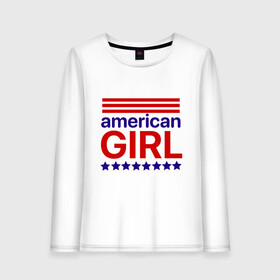 Женский лонгслив хлопок с принтом American girl в Тюмени, 100% хлопок |  | american girl | америка | американская девочка | красный | синий | сша