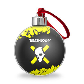 Ёлочный шар с принтом Deathloop - Paint в Тюмени, Пластик | Диаметр: 77 мм | death | deathloop | game | games | loop | paint | брызги | дэслуп | дэт | дэтлуп | знак | игра | игры | краска | лого | луп | мертвая | пелтя | символ