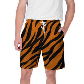 Мужские шорты 3D с принтом Тигровый Камуфляж в Тюмени,  полиэстер 100% | прямой крой, два кармана без застежек по бокам. Мягкая трикотажная резинка на поясе, внутри которой широкие завязки. Длина чуть выше колен | Тематика изображения на принте: camo | tiger | камуфляж | полосы | тигр