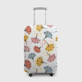 Чехол для чемодана 3D с принтом Абстрактные цветы одуванчики в Тюмени, 86% полиэфир, 14% спандекс | двустороннее нанесение принта, прорези для ручек и колес | летний | одуванчик | разноцветный | цветы