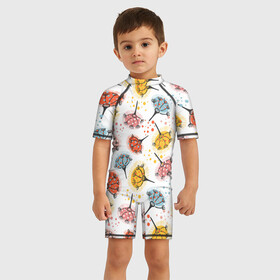 Детский купальный костюм 3D с принтом Абстрактные цветы одуванчики в Тюмени, Полиэстер 85%, Спандекс 15% | застежка на молнии на спине | летний | одуванчик | разноцветный | цветы