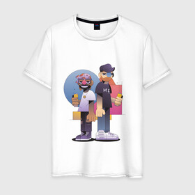 Мужская футболка хлопок с принтом Тони и Феррис в Тюмени, 100% хлопок | прямой крой, круглый вырез горловины, длина до линии бедер, слегка спущенное плечо. | gangster | music | people | крутой | мультфильм