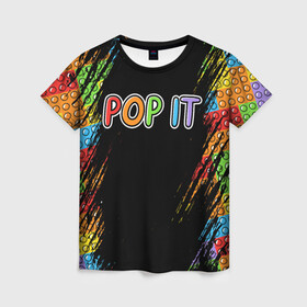 Женская футболка 3D с принтом POP IT SIMPLE DIMPLE в Тюмени, 100% полиэфир ( синтетическое хлопкоподобное полотно) | прямой крой, круглый вырез горловины, длина до линии бедер | dimple | pop | pop it | simple | squish | димпл | поп | поп ит | симпл | сквиш