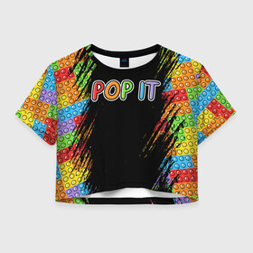 Женская футболка Crop-top 3D с принтом POP IT SIMPLE DIMPLE в Тюмени, 100% полиэстер | круглая горловина, длина футболки до линии талии, рукава с отворотами | dimple | pop | pop it | simple | squish | димпл | поп | поп ит | симпл | сквиш