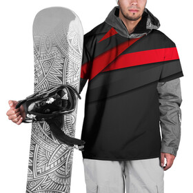 Накидка на куртку 3D с принтом Красные полосы в Тюмени, 100% полиэстер |  | Тематика изображения на принте: abstraction | art | stripes | красно черный | полосы