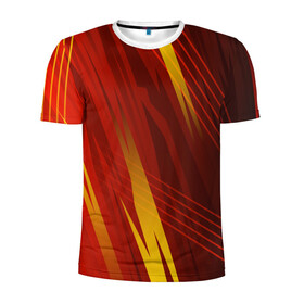 Мужская футболка 3D спортивная с принтом Red sport style в Тюмени, 100% полиэстер с улучшенными характеристиками | приталенный силуэт, круглая горловина, широкие плечи, сужается к линии бедра | 3d | 3д | sport | абстракция | линии | паттерн | соты | спортивный стиль | текстуры