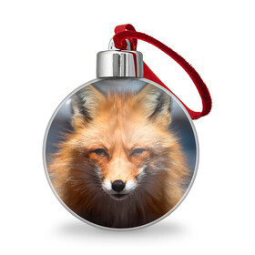 Ёлочный шар с принтом Хитрая лисица в Тюмени, Пластик | Диаметр: 77 мм | fox | foxy | животное | звери | лиса | лисенок | лисичка | милая | рыжая | фокс
