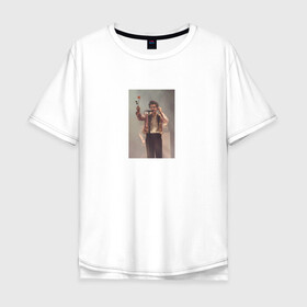 Мужская футболка хлопок Oversize с принтом HARRY STYLES в Тюмени, 100% хлопок | свободный крой, круглый ворот, “спинка” длиннее передней части | harry | one direction | rose
