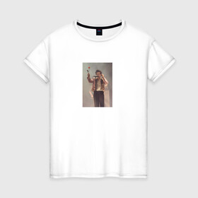 Женская футболка хлопок с принтом HARRY STYLES в Тюмени, 100% хлопок | прямой крой, круглый вырез горловины, длина до линии бедер, слегка спущенное плечо | harry | one direction | rose