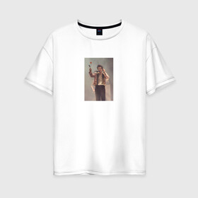 Женская футболка хлопок Oversize с принтом HARRY STYLES в Тюмени, 100% хлопок | свободный крой, круглый ворот, спущенный рукав, длина до линии бедер
 | harry | one direction | rose