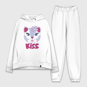 Женский костюм хлопок Oversize с принтом Kiss Cat в Тюмени,  |  | animal | cat | cute | kitty | meow | друг | животные | киска | китти | кот | котенок | котик | котэ | кошечка | кошка | лев | леопард | милый | мур | мяу | пантера | питомец | рысь | тигр