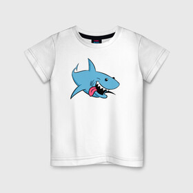 Детская футболка хлопок с принтом Акуленок в Тюмени, 100% хлопок | круглый вырез горловины, полуприлегающий силуэт, длина до линии бедер | maneater | акулы | иллюстрация | мег