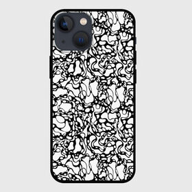 Чехол для iPhone 13 mini с принтом Абстрактная жидкость в Тюмени,  |  | Тематика изображения на принте: абстрактный | вода | геометрический | геометрия | дырки | жидкость | нейрографика | петли | плазма | пузыри | пятна | черно белый